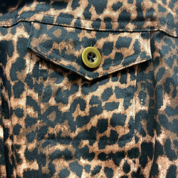 Joan Rivers Women's 14 Brown Animal Print Cotton Stretch Trucker Style Jacket - Picture 7 of 8